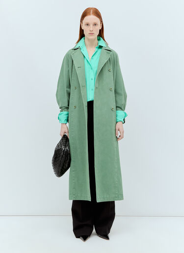 Max Mara Canvas Oversized Trench Coat Green max0256054