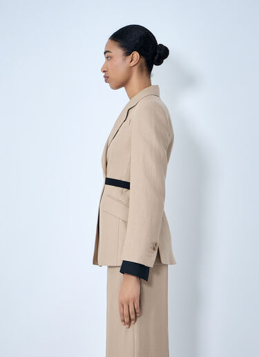 Max Mara Textured Notch Lapel Blazer Beige max0264300