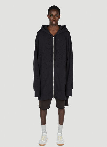 MM6 Maison Margiela Distressed Hooded Sweatshirt Black mmm0152006