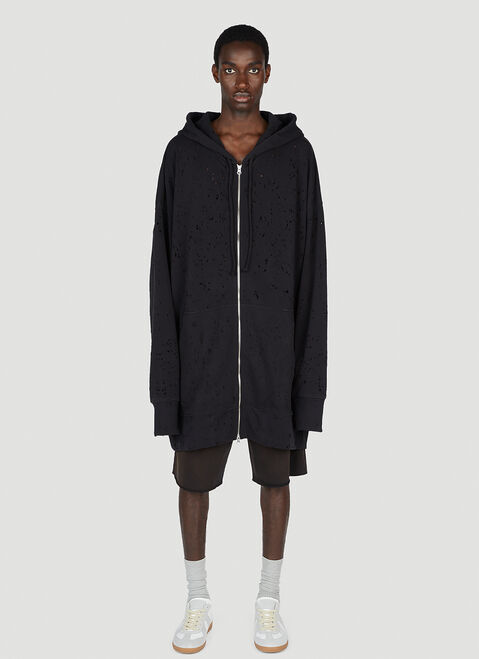 MM6 Maison Margiela Distressed Hooded Sweatshirt ブラック mmm0154004