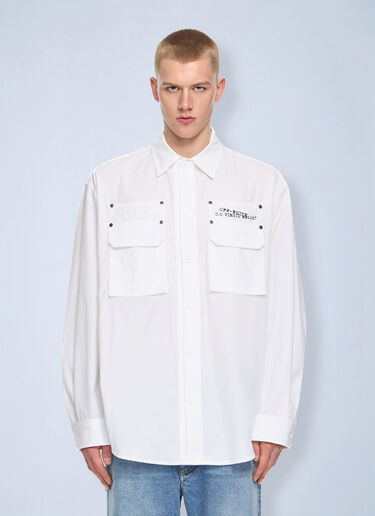 LN-CC® - Off-White: Type Arrow Poplin Overshirt - White Off-White Type Arrow Poplin Overshirt White ofw0164192