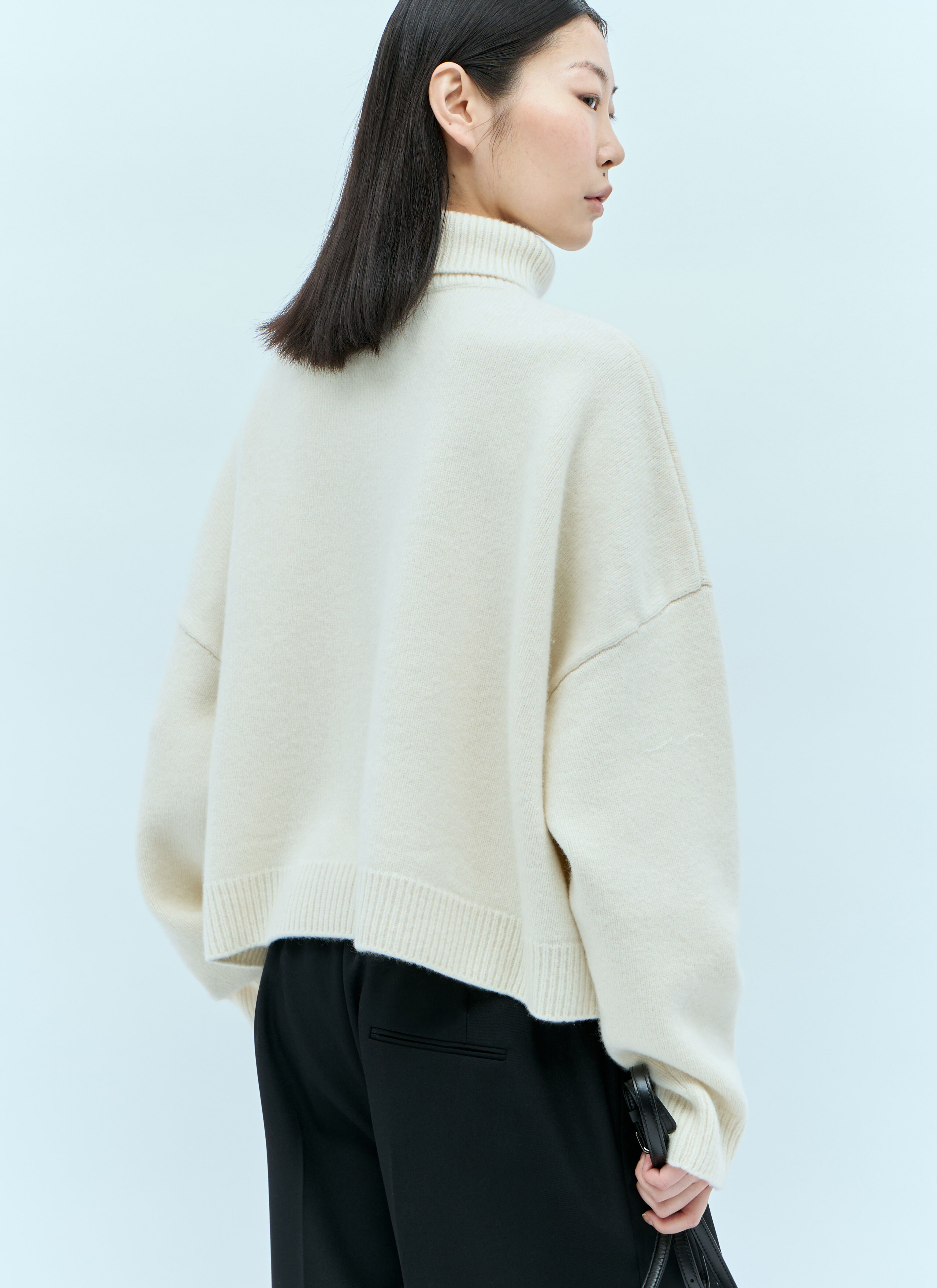 The Row Women s Ezio Knit Roll Up Sweater in Cream LN CC