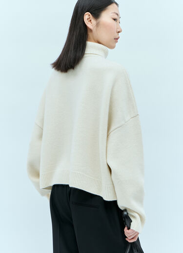 The Row Ezio Knit Roll Up Sweater Cream row0255003