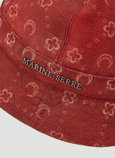 Marine Serre Regenerated Denim Bell Hat Red mrs0346015