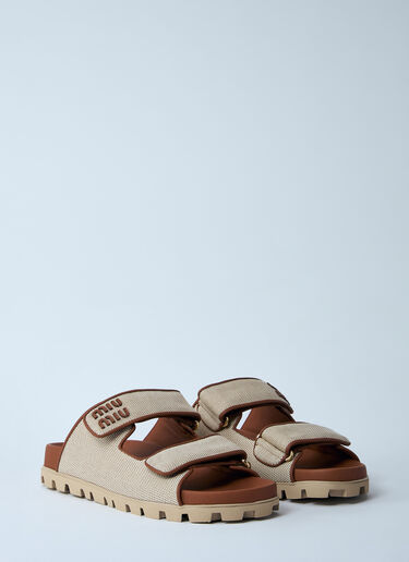 Miu Miu Logo Motif Slides Natural miu0260063