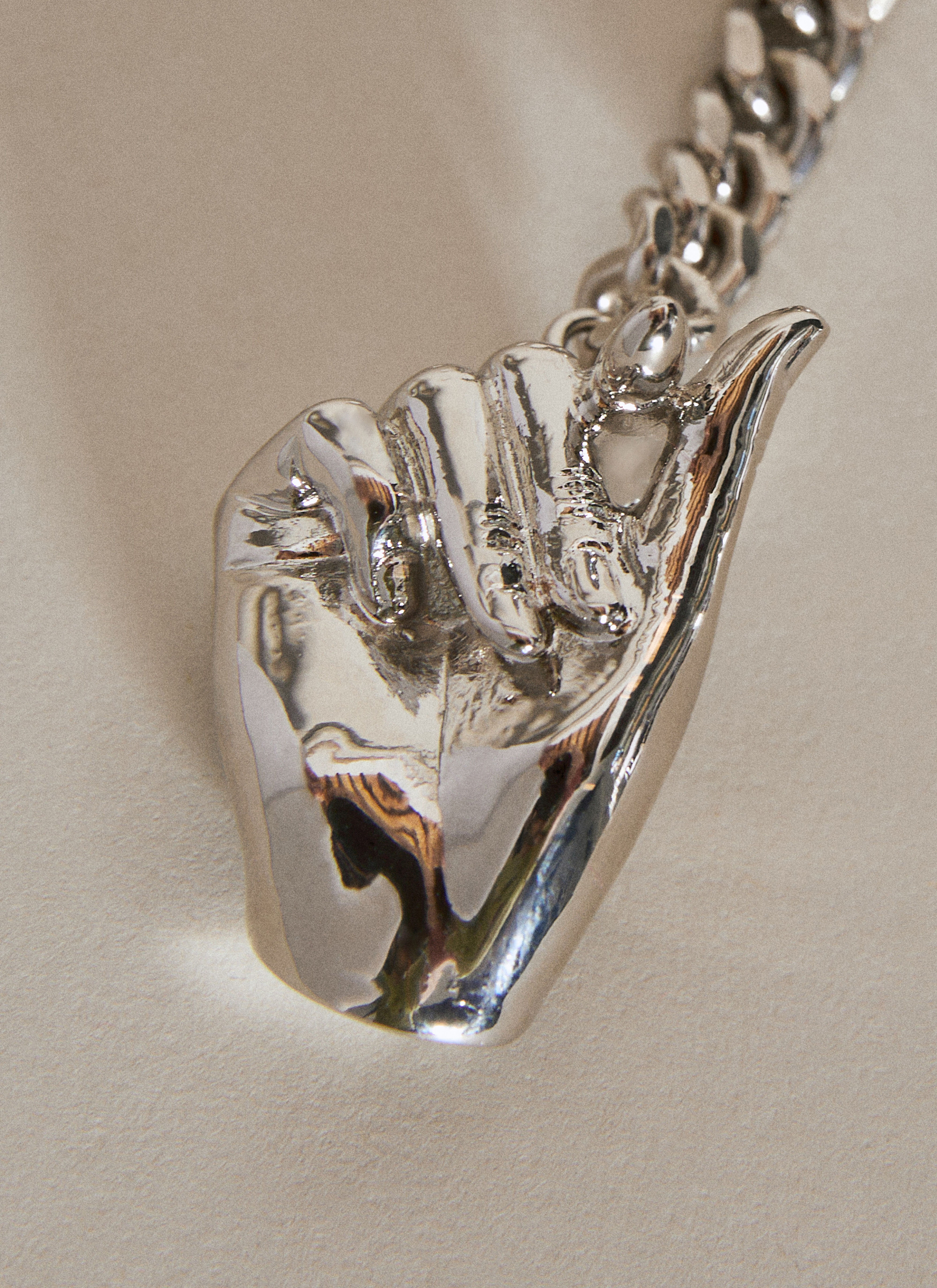Y PROJECT Men s Mini Finger Heart Pendant Keyring in Silver LN CC