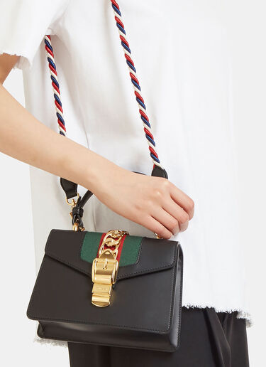 Gucci Sylvie Leather Mini Handbag BLACK guc0228013