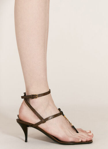 Saint Laurent Cassandra Heeled Sandals Brown sla0255048