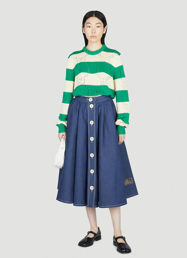 Gucci Button Down Denim Skirt Blue guc0251212