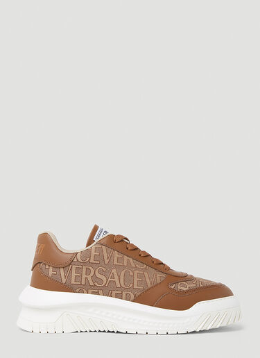 Versace Logo Lace Up Sneakers Beige ver0153023
