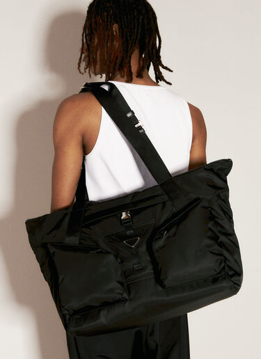 Prada Re-Nylon과 가죽 트레블 백 블랙 pra0156017