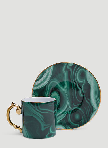 L'Objet Set of Six Malachite Espresso Cup and Saucer Green wps0644149