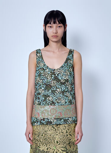 LN-CC® - Dries Van Noten: Floral Patterned Sleeveless Top - Green Dries Van Noten Floral Patterned Sleeveless Top Green dvn0266027