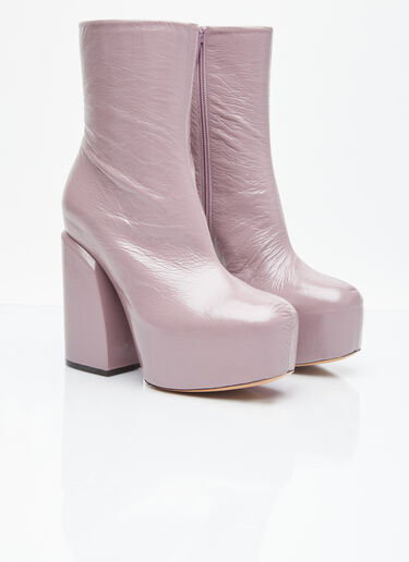 Dries Van Noten Platform Heel Leather Boots Lilac dvn0254035