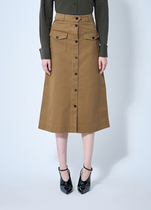 Jil Sander Cotton Serge Midi Skirt Black jil0260004