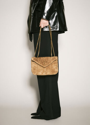 Saint Laurent Toy Puffer Suede Shoulder Bag Brown sla0258037