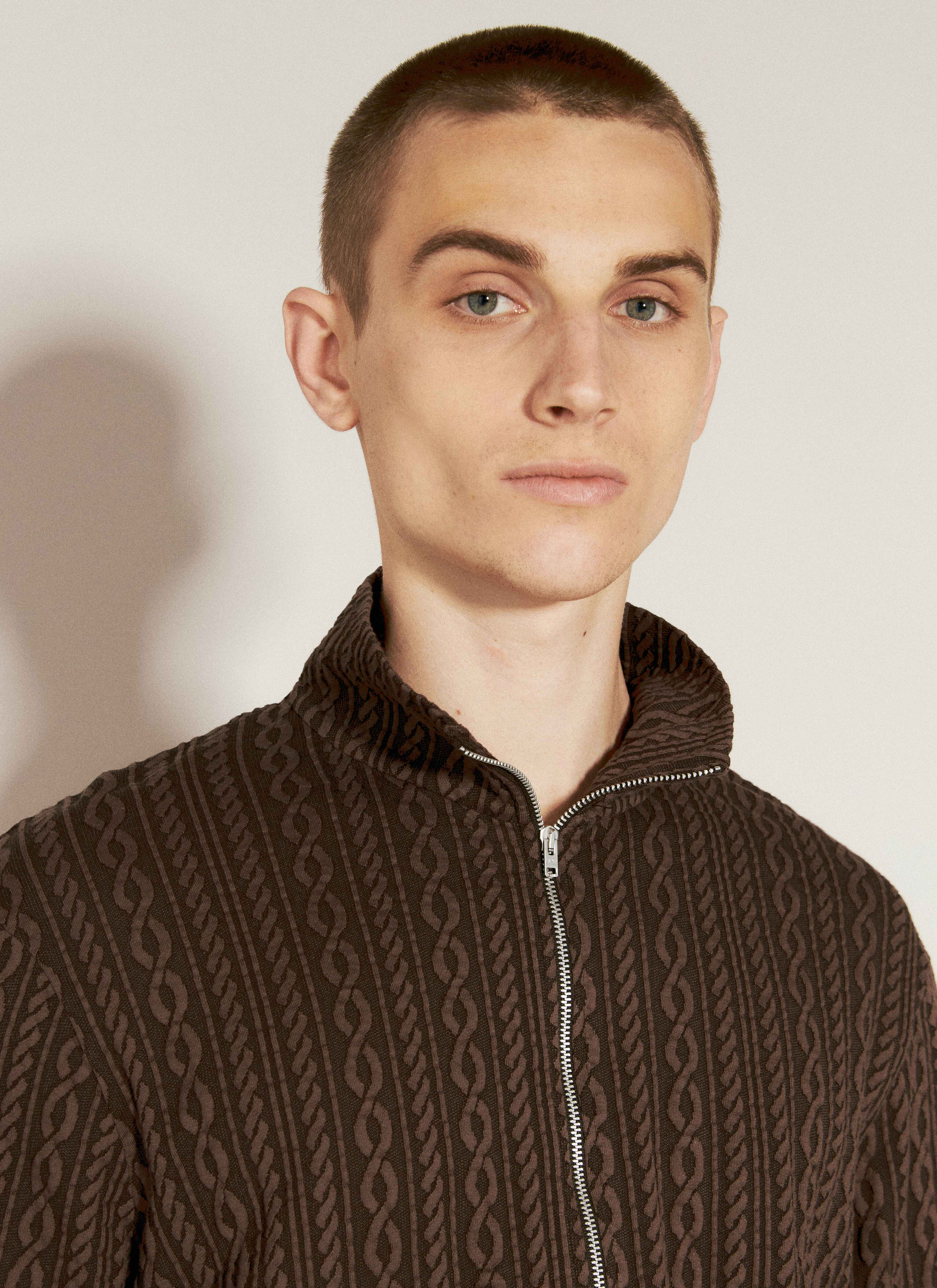 Our Legacy Men's' Shrunken Full Zip Polo Cardigan in Brown | LN-CC®