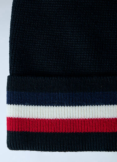 LN-CC® - Moncler: Logo Patch Knit Beanie - Black Moncler Logo Patch Knit Beanie Black mon0166039