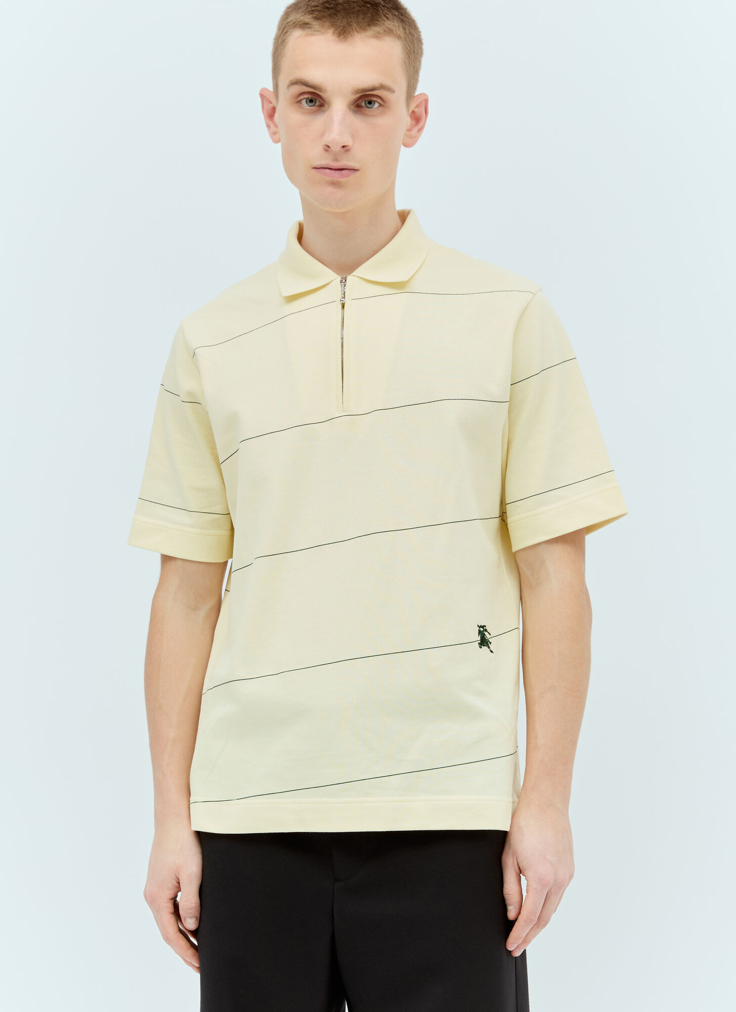 Shop Burberry Striped Polo Shirt In Yellow
