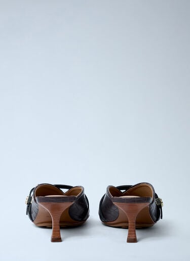 Sue Croc-Embossed Heeled Mules GANNI Sue Croc-Embossed Heeled Mules Brown gan0262017