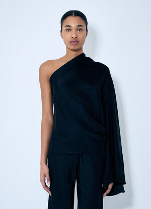 Rick Owens Satin One-Sleeve Top Black ric0259007