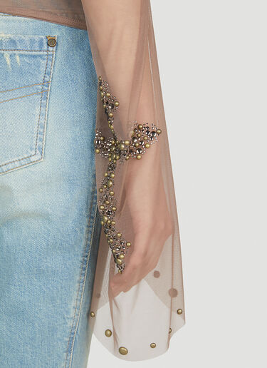 Embellished Cross Top Blumarine Embellished Cross Top Brown blm0252017