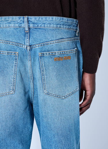 LN-CC® - Miu Miu: Five-Pocket Washed Denim Jeans - Blue Miu Miu Five-Pocket Washed Denim Jeans Blue miu0166022