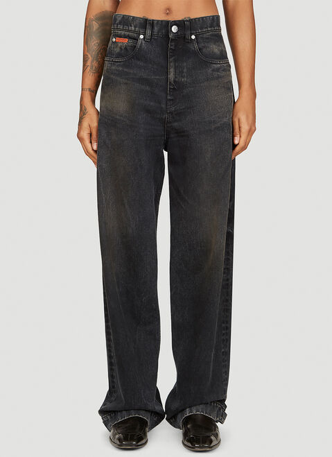 Gucci Wide Leg Washed Jeans Blue guc0155013
