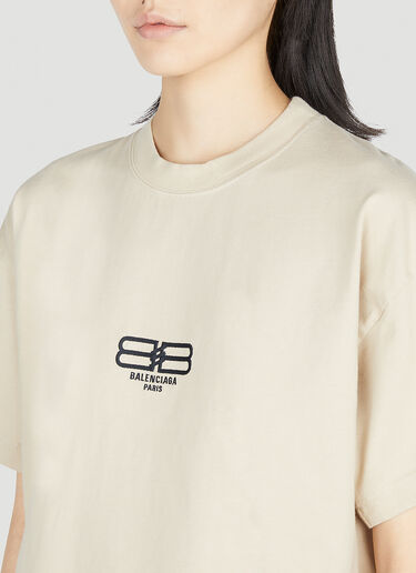 Logo Print T-Shirt Balenciaga Logo Print T-Shirt Beige bal0251028
