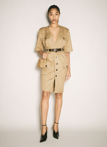 Saint Laurent Utility Shirt Dress Beige sla0256006