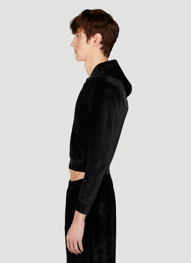 Balenciaga Shrunken Velvet Hooded Zip-Up Sweatshirt Black bal0153018