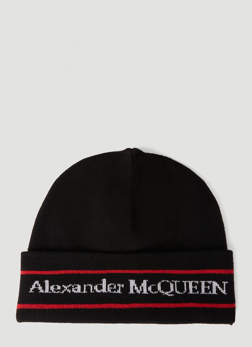Alexander McQueen 로고 비니 햇 블랙 amq0152002