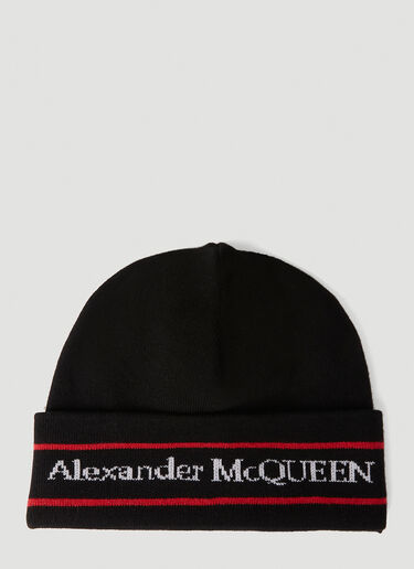 Alexander McQueen 로고 비니 햇 블랙 amq0151109