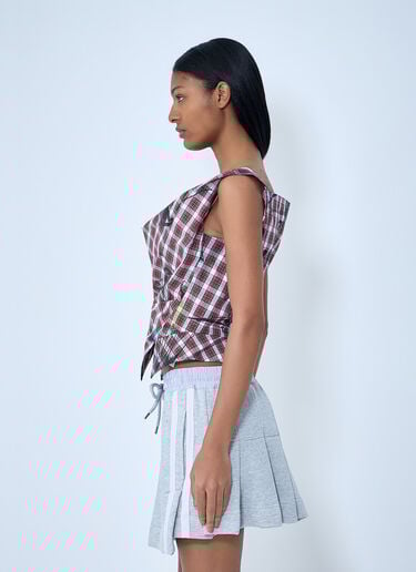 Vivienne Westwood Asymmetric Plaid Top Red vvw0263005