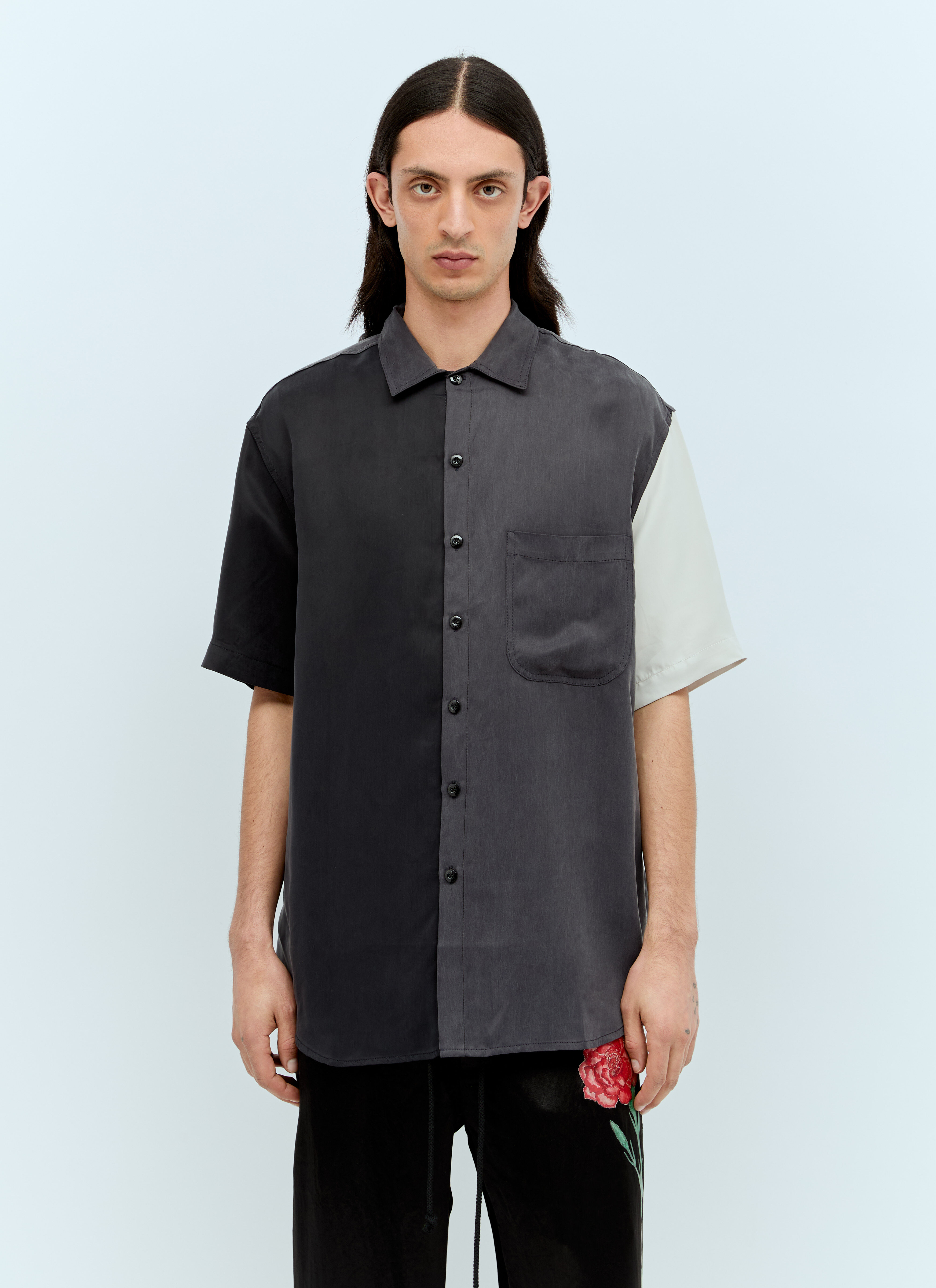 Jil Sander Panelled Short-Sleeve Shirt Black jil0153003