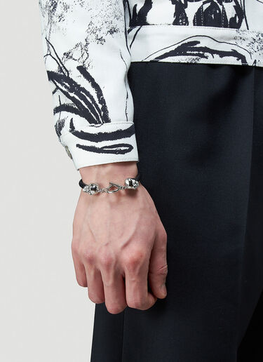 Alexander McQueen Skull Leather Bracelet Silver amq0143040