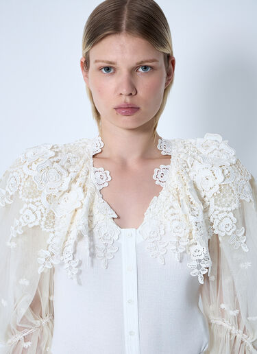 Chloé Puff-Sleeve Bodysuit With Lace Detail White chl0260001