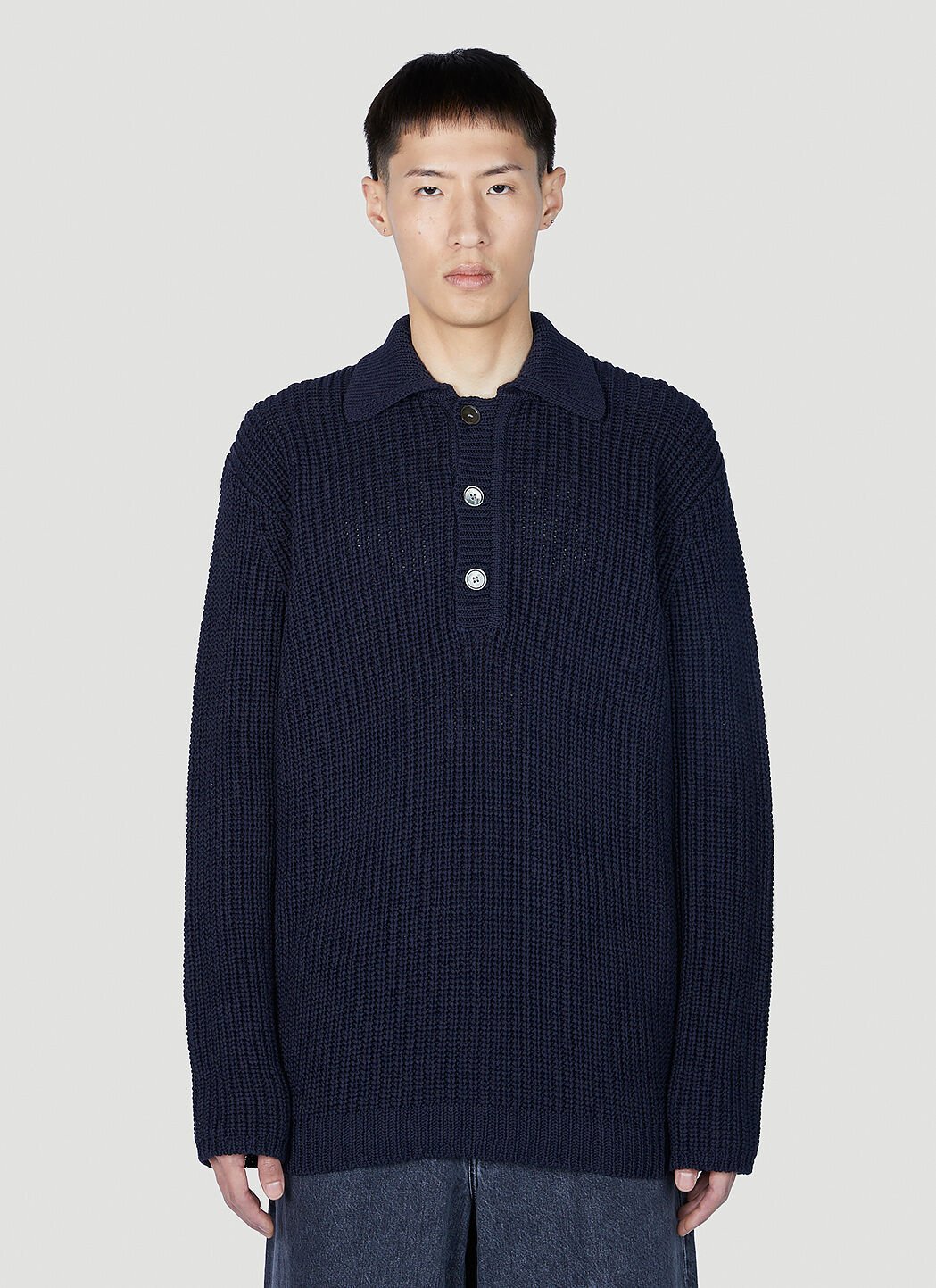Our Legacy Polo Sweater Navy our0153002