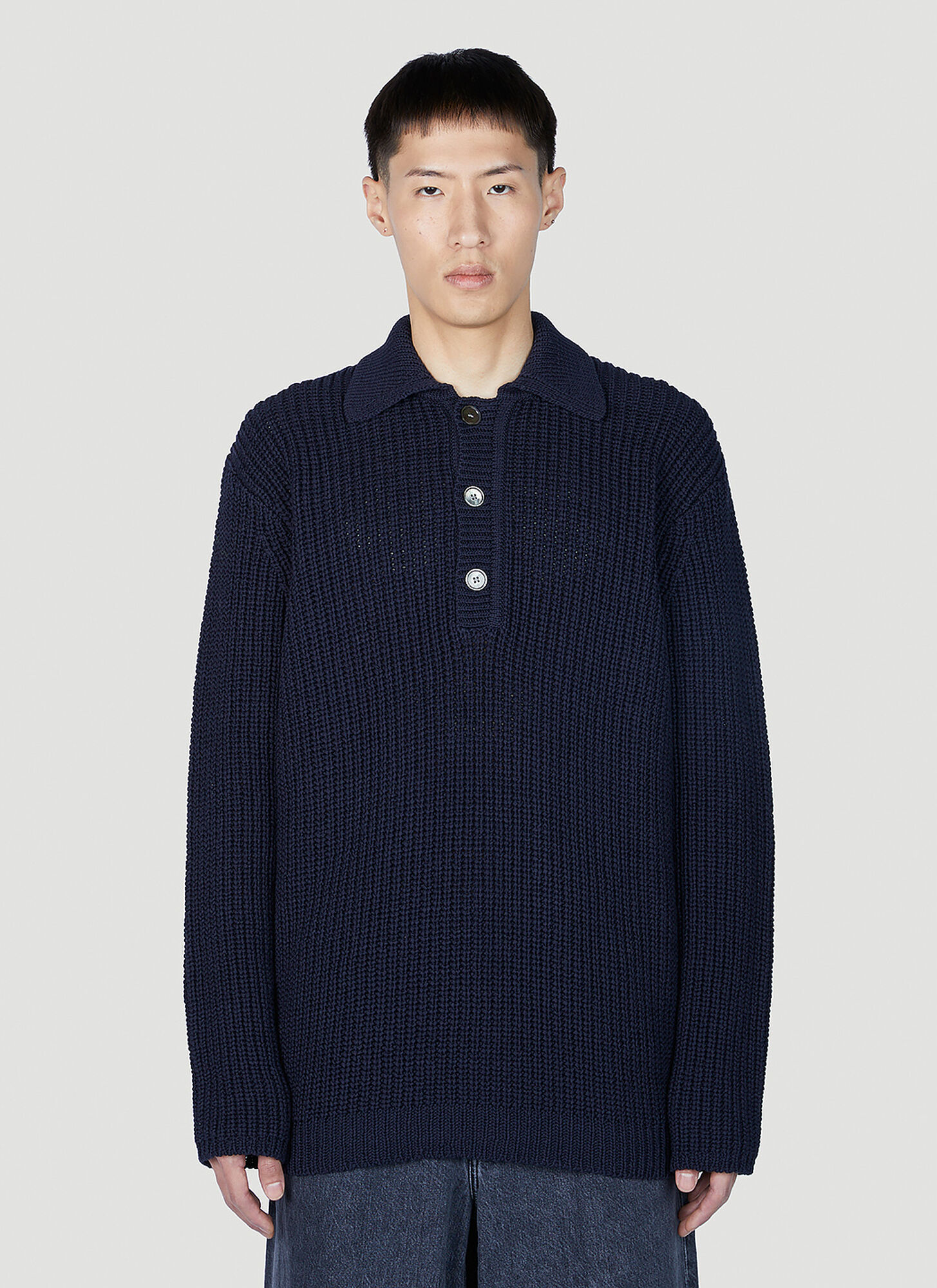 Our Legacy Polo Jumper In Dark Blue