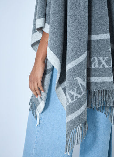 Max Mara Woven Fringe Poncho Grey max0265091