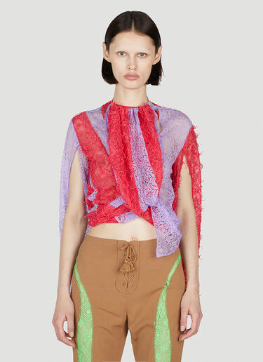 LN-CC® - Kiko Kostadinov: Lace Draped Top - Red Kiko Kostadinov Lace Draped Top Red kko0252004