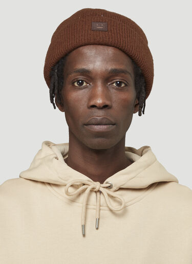 Acne Studios Logo-Patch Beanie Hat Brown acn0141019