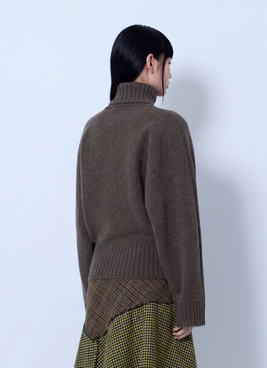 LN-CC® - GANNI: Double Knit Batwing Turtleneck - Brown GANNI Double Knit Batwing Turtleneck Brown gan0266012