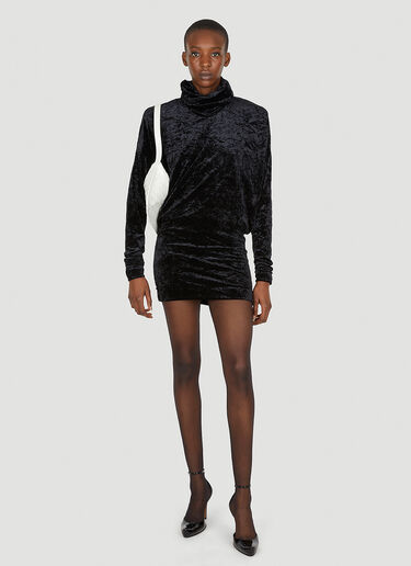 Saint Laurent Crushed Velvet Dress Black sla0250010