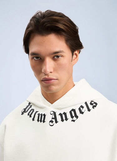 LN-CC® - Palm Angels: Neck Logo Hoodie - White Palm Angels Neck Logo Hoodie White pma0164068