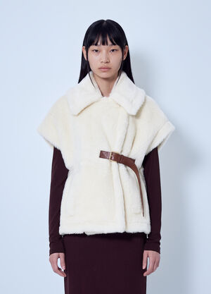 Max Mara Shearling Belted Gilet White max0266083