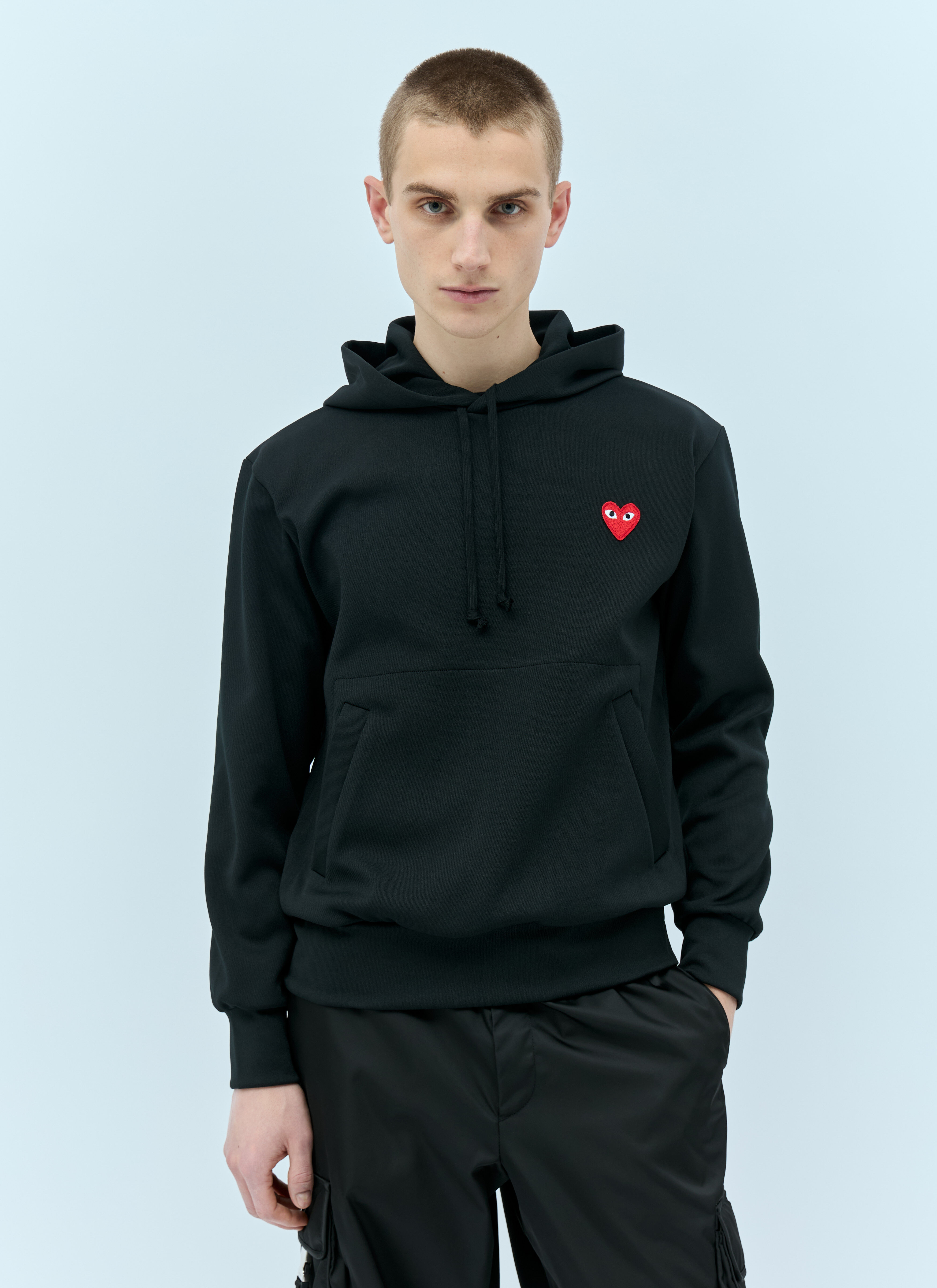 Comme Des Garçons PLAY Logo Patch Hooded Sweatshirt Black cpl0356001