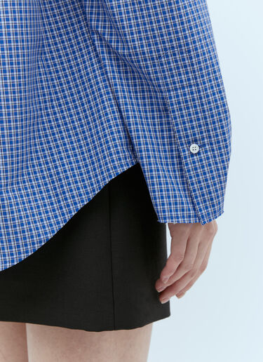 Miu Miu Logo Embroidery Checked Shirt Blue miu0356003