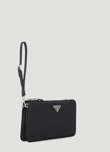 Prada Logo Plaque Clutch Bag Black pra0254043