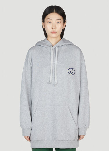 Gucci インターロックGオーバーサイズ フード付きスウェットシャツ グレー guc0253070